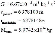 Values required for our calculation
